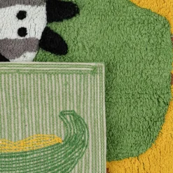 Hot MyMobel Alfombra animales verde algodón infantil 160 x 120 cm