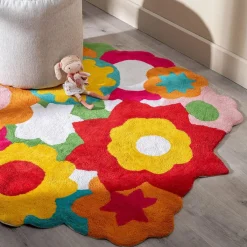 Fashion MyMobel Alfombra flores algodón infantil 150 cm