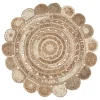 Outlet MyMobel Alfombra natural-blanco yute decoración 120 x 120 cm