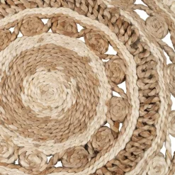 Outlet MyMobel Alfombra natural-blanco yute decoración 120 x 120 cm
