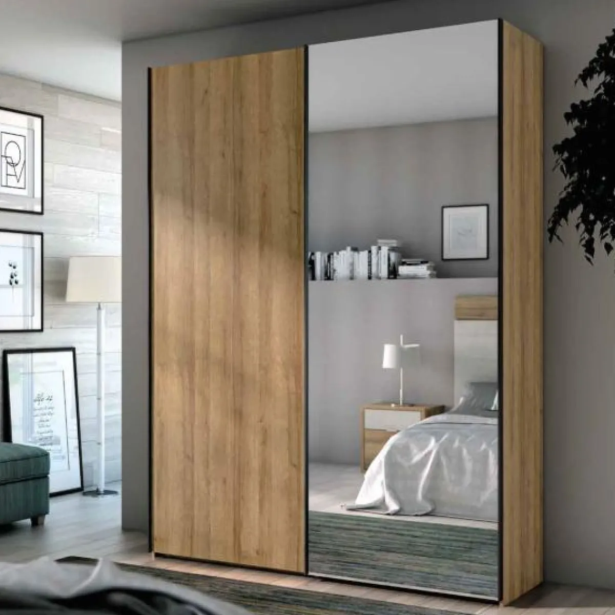 New MyMobel Armario 2 puertas correderas BARI 62