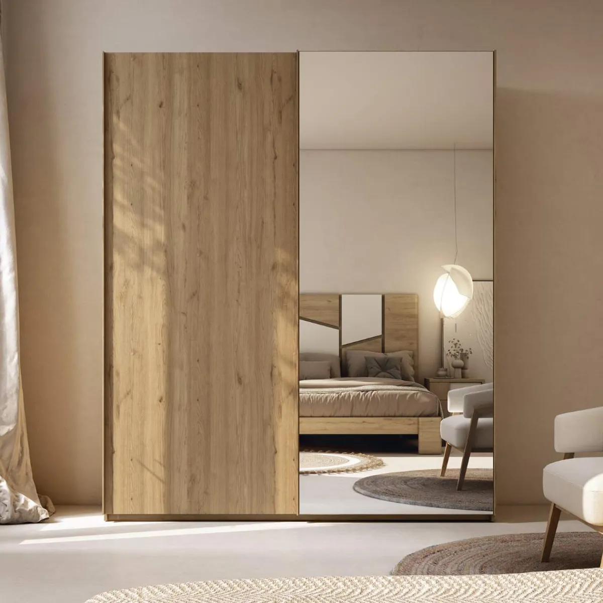 New MyMobel Armario 2 puertas correderas con espejo JAIDEN A11