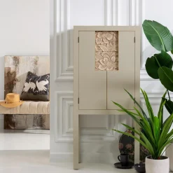 Best MyMobel Armario cabinet taupe dm salón 60 x 30 x 130 cm