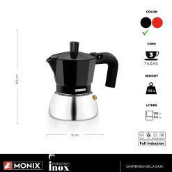 Best MyMobel CAFETERA ITALIANA MONIX M863003 INDUCTION INOX 3 TAZAS BLACK