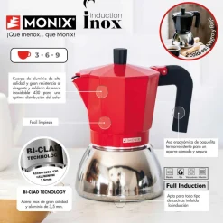 Discount MyMobel CAFETERA ITALIANA MONIX M863106 INDUCTION INOX 6 TAZAS RED
