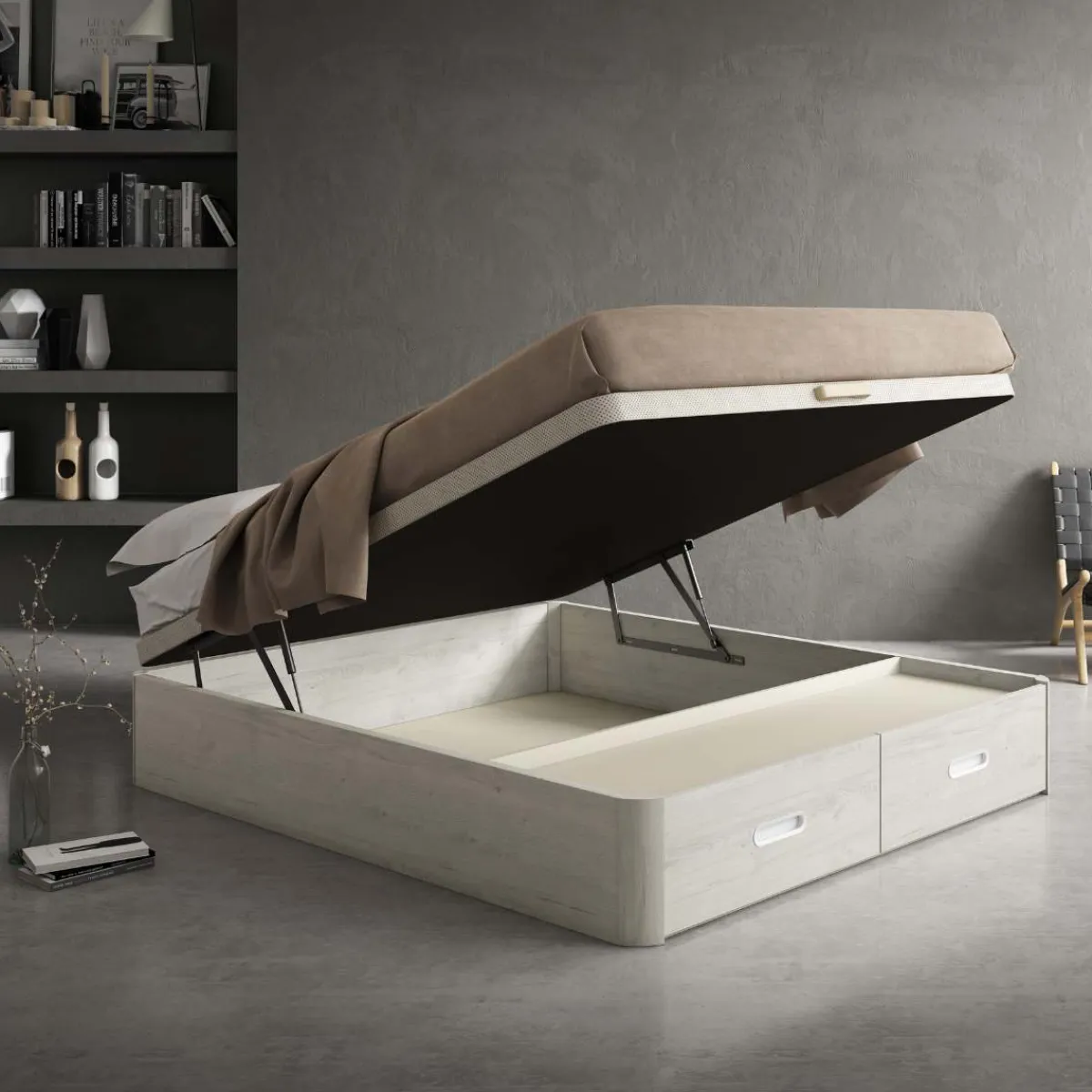 Best MyMobel Canapé NUIT abatible con cajones BLANCO 135*190