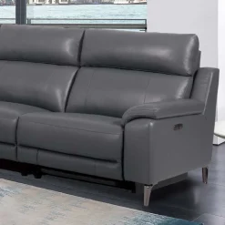 Clearance MyMobel Chaiselongue eléctrico SOREN Piel Gris Oscuro Izquierda vista de frente