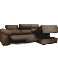 Best MyMobel Chaiselongue relax eléctrico BOLTO Derecha vista de frente Tela chocolate