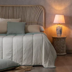 Sale MyMobel Colcha reversible crema-azul microfibra 270 x 280 cm