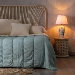 Sale MyMobel Colcha reversible crema-azul microfibra 270 x 280 cm