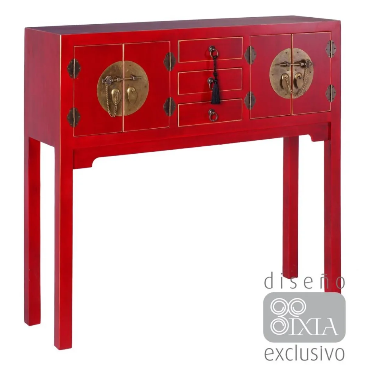 Sale MyMobel Consola 4 puertas y 3 cajones rojo 95 x 26 x 90 cm