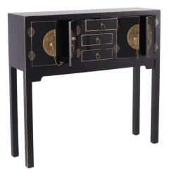 Outlet MyMobel Consola 4 puertas y 3 cajones negro 95 x 26 x 90 cm