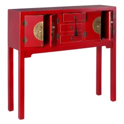 Sale MyMobel Consola 4 puertas y 3 cajones rojo 95 x 26 x 90 cm