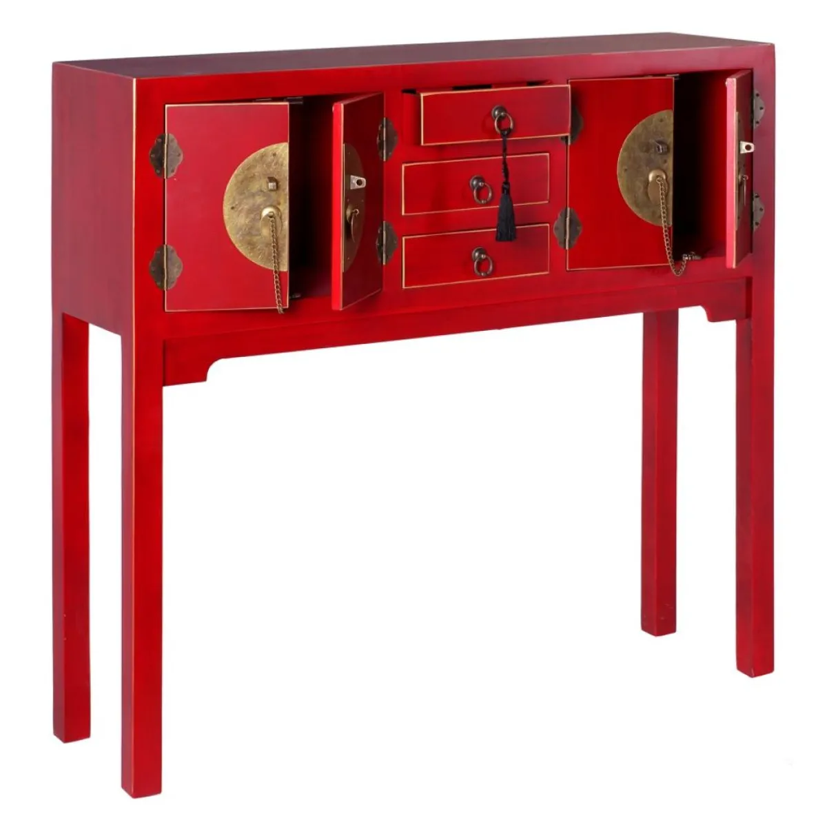Sale MyMobel Consola 4 puertas y 3 cajones rojo 95 x 26 x 90 cm