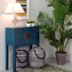 Fashion MyMobel Consola 2 puertas y 6 cajones azul dm 63 x 26 x 80 cm