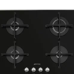 New MyMobel ENCIMERA GAS SMEG PV164N 4 FUEGOS CRISTAL NEGRO