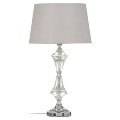 Discount MyMobel Lámpara mesa plata cristal decoración 32 x 32 x 57 cm