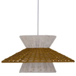 New MyMobel Lámpara techo blanco-natural ratán-metal 40,50 x 40,50 x 20