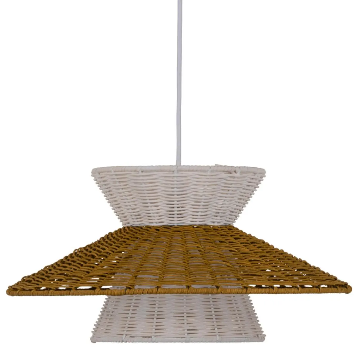 New MyMobel Lámpara techo blanco-natural ratán-metal 40,50 x 40,50 x 20