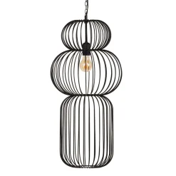 Discount MyMobel Lámpara techo negro hierro iluminación 34 x 34 x 70 cm