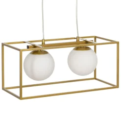 Outlet MyMobel Lámpara techo oro-blanco metal-cristal 45 x 20 x 20 cm