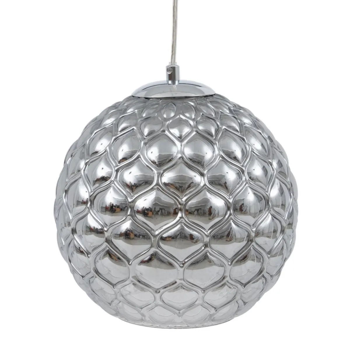 Discount MyMobel Lámpara techo plata hierro - cristal 23 x 23 x 21,50 cm