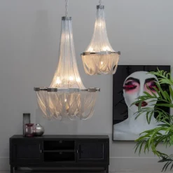 New MyMobel Lámpara techo plata metal iluminación 50 x 50 x 90 cm