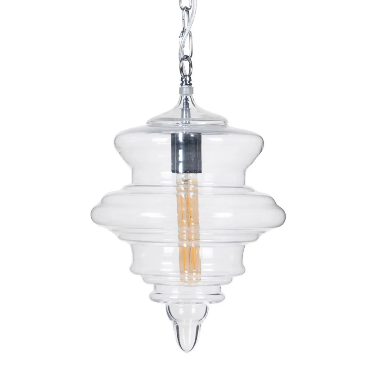 Discount MyMobel Lámpara techo plata metal-cristal 28 x 28 x 36 cm