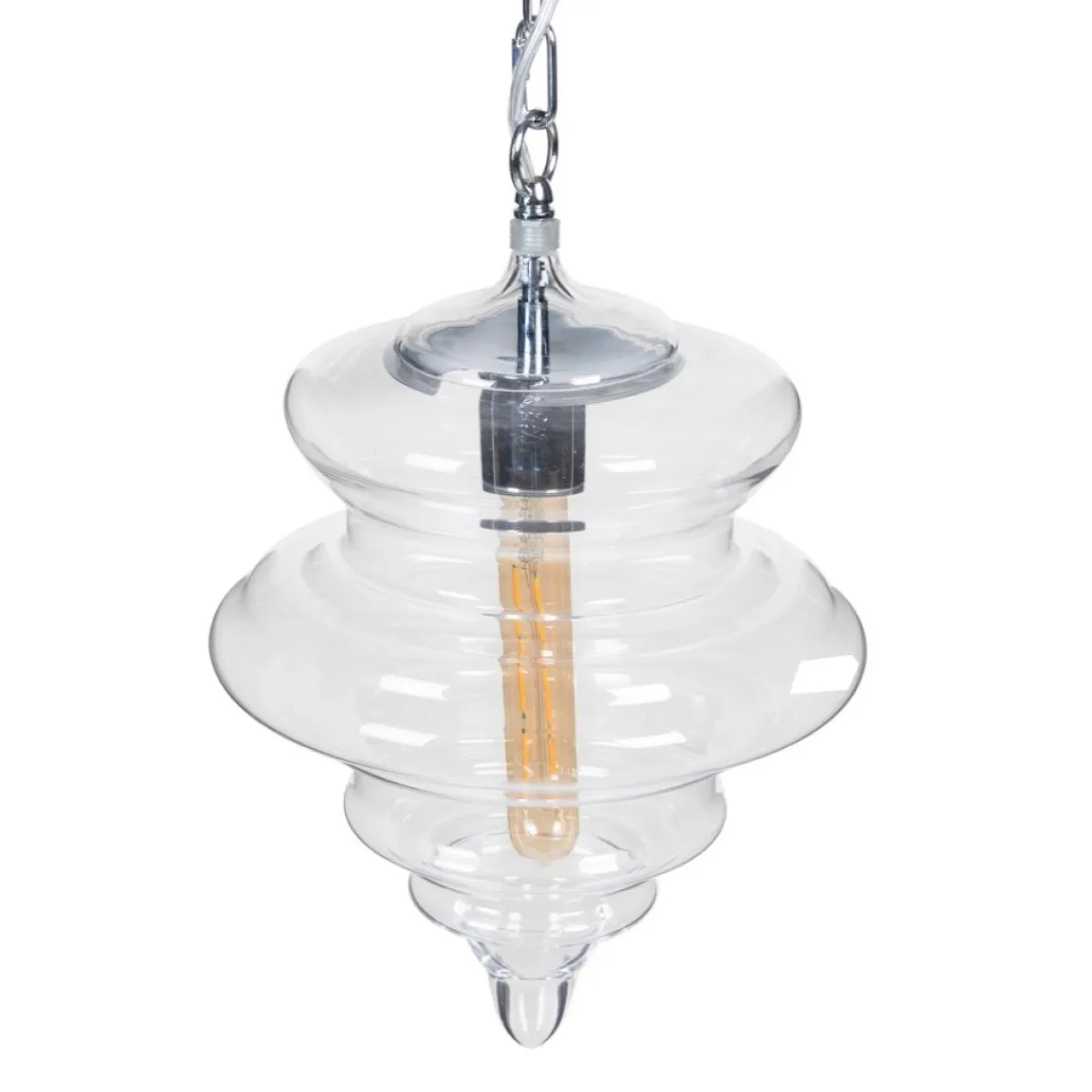 Discount MyMobel Lámpara techo plata metal-cristal 28 x 28 x 36 cm