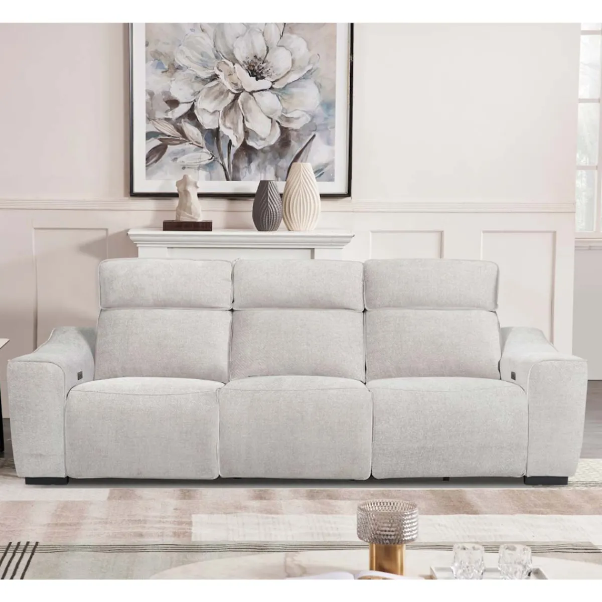 Hot MyMobel Sofá eléctrico 3 plazas maxi KENZO Silver