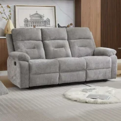 Online MyMobel Sofa 3 plazas relax manuel tela gris modelo EVERLY