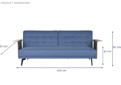 Fashion MyMobel Sofa cama eucalipto metal 203x87x81 azul