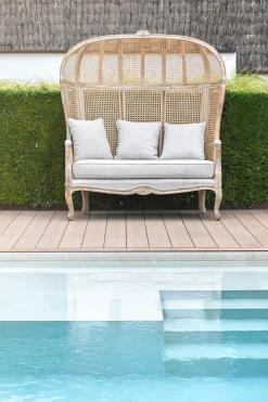 New MyMobel Sofa madera enea 125x58x155 algodon natural