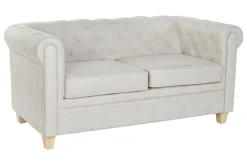 Online MyMobel Sofa poliester madera 151x80x70 capitone blanco