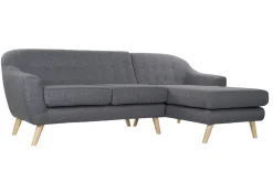 Fashion MyMobel Sofa poliester rubberwood 230x144x84 3 plazas gris