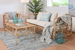 Hot MyMobel Sofa ratan algodon 192x72x75 con cojines algod n
