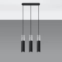 Clearance MyMobel Sollux Lámpara colgante BORGIO 3L negra