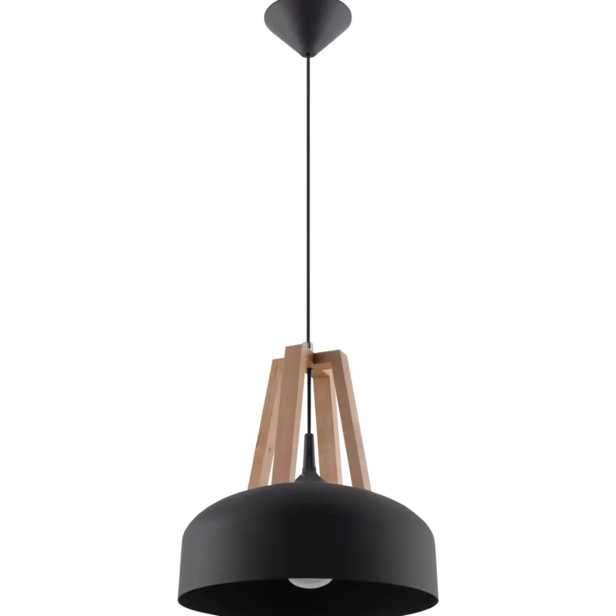 New MyMobel Sollux Lámpara colgante CASCO negro/madera natural