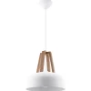 Hot MyMobel Sollux Lámpara colgante CASCO blanco/madera natural