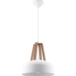 Hot MyMobel Sollux Lámpara colgante CASCO blanco/madera natural