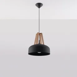 New MyMobel Sollux Lámpara colgante CASCO negro/madera natural