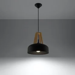 New MyMobel Sollux Lámpara colgante CASCO negro/madera natural
