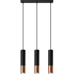Hot MyMobel Sollux Lámpara colgante LOOPEZ 3L negro/cobre