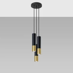 Sale MyMobel Sollux Lámpara colgante LOOPEZ 3P negro/dorado