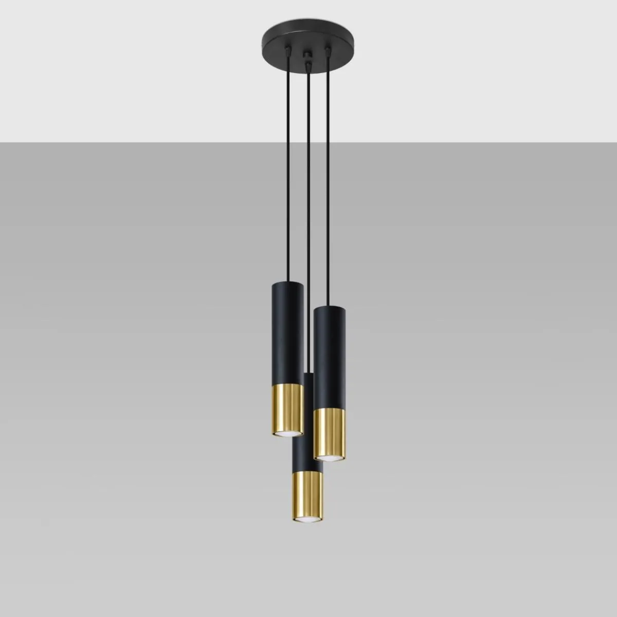 Sale MyMobel Sollux Lámpara colgante LOOPEZ 3P negro/dorado