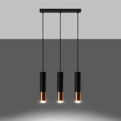 Hot MyMobel Sollux Lámpara colgante LOOPEZ 3L negro/cobre