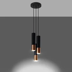 Fashion MyMobel Sollux Lámpara colgante LOOPEZ 3P negro/cobre