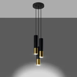 Sale MyMobel Sollux Lámpara colgante LOOPEZ 3P negro/dorado