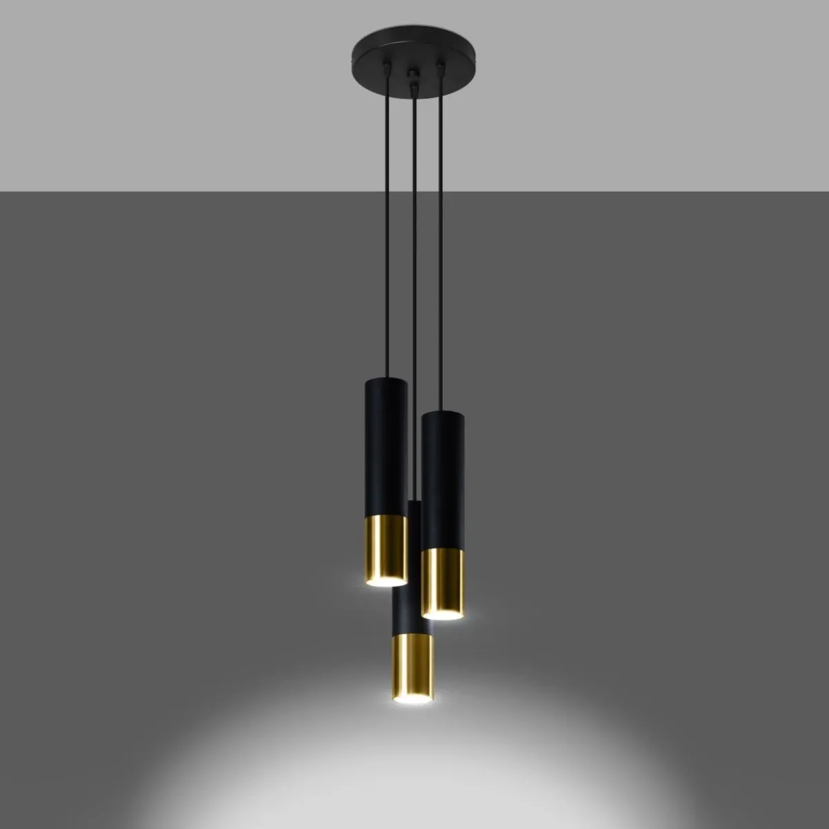 Sale MyMobel Sollux Lámpara colgante LOOPEZ 3P negro/dorado