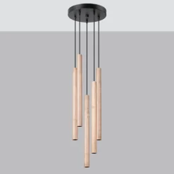 Fashion MyMobel Sollux Lámpara colgante PASTELO 5P madera